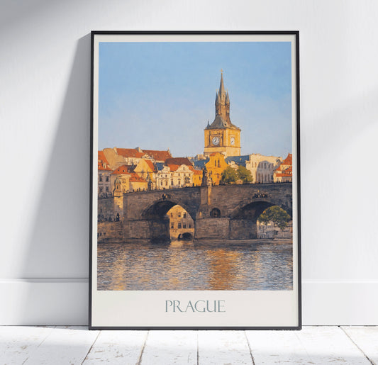 Prague Travel Print ~ Vintage Style Painting Czechia Classic Travel Poster Wall Art Home Decor