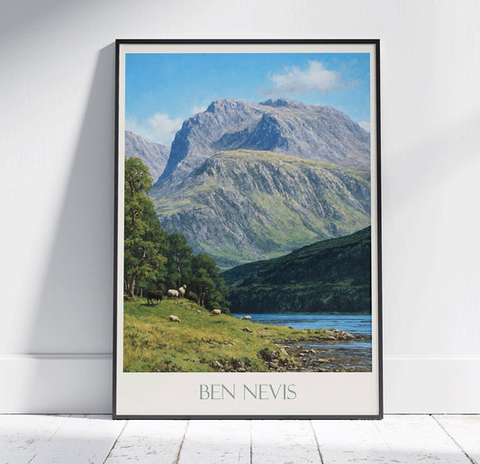 Ben Nevis Travel Print ~ Vintage Style Painting Classic Travel Poster Wall Art Home Decor