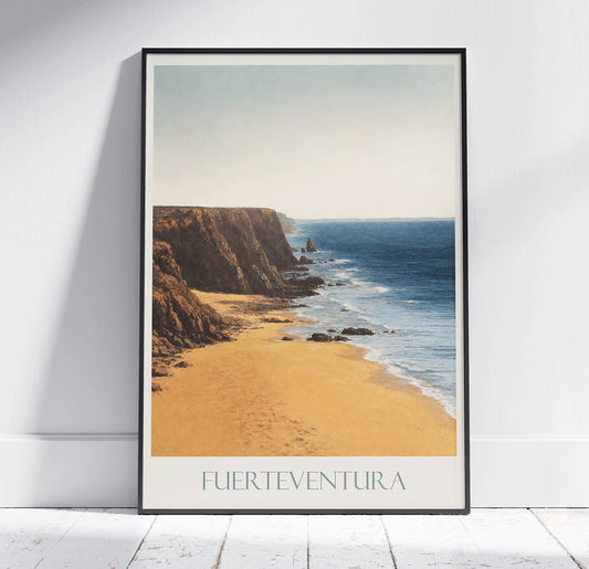 Fuerteventura Travel Print ~ Vintage Style Painting Canary Islands Spain Classic Travel Poster Wall Art Home Decor