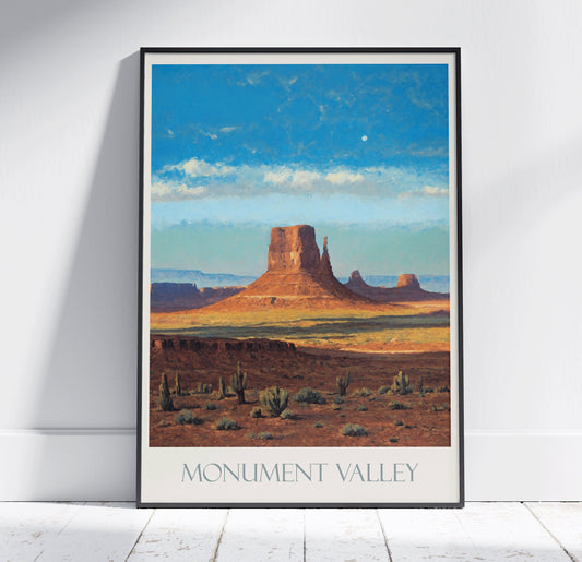 Monument Valley Travel Print ~ Vintage Style Painting Classic Travel Poster Wall Art Home Decor