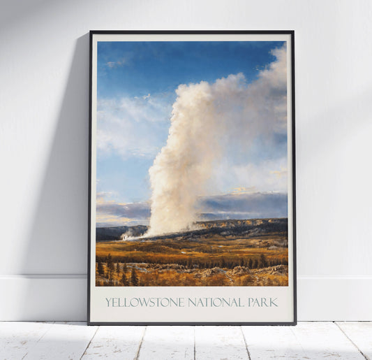 Yellowstone National Park Travel Print ~ Vintage Style Painting Classic Travel Poster Wall Art Home Decor