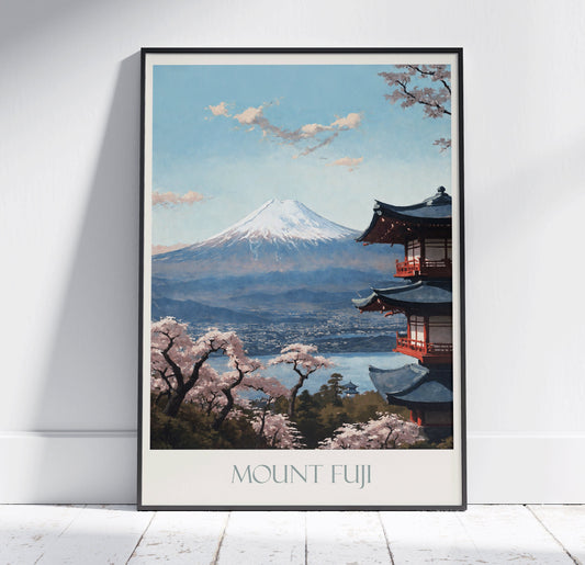 Mount Fuji Travel Print ~ Vintage Style Painting Classic Japan Travel Poster Wall Art Home Decor