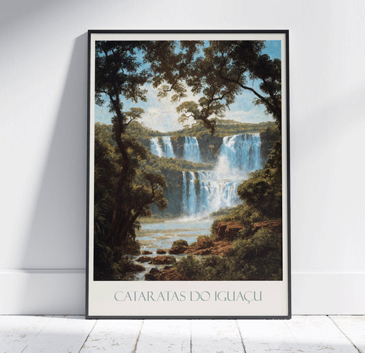 Iguazu Falls Travel Print ~ Vintage Style Painting Classic Travel Poster Wall Art Home Decor