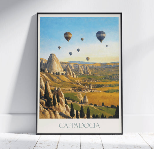 Cappadocia Travel Print ~ Vintage Style Painting Turkiye Classic Travel Poster Wall Art Home Decor