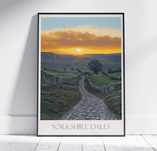 Yorkshire Dales Travel Print ~ Vintage Style Painting Classic Travel Poster Wall Art Home Decor