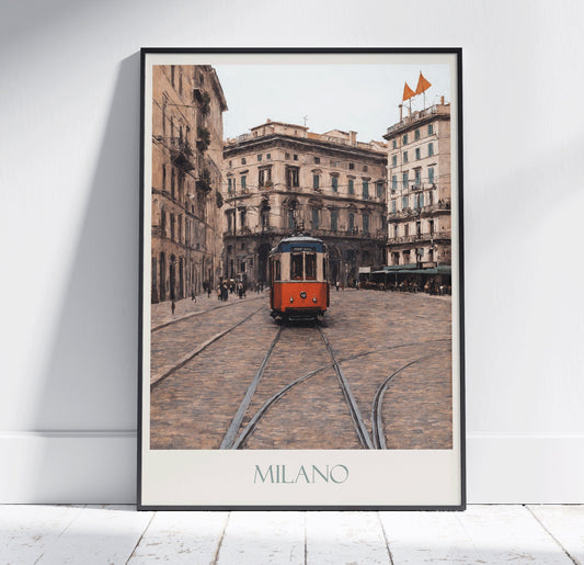 Milan Travel Print ~ Vintage Style Painting Italy Classic Travel Poster Wall Art Home Decor