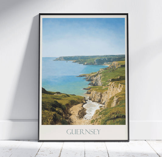 Guernsey Travel Print ~ Vintage Style Painting Classic Travel Poster Wall Art Home Decor