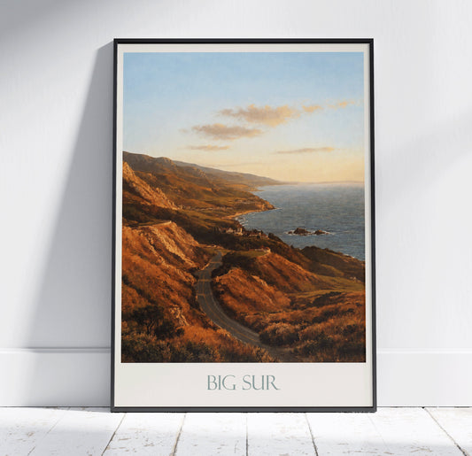 Big Sur Travel Print ~ Vintage Style Painting Classic California Travel Poster Wall Art Home Decor