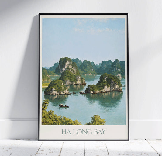 Ha Long Bay Travel Print ~ Vintage Style Painting Classic Vietnam Travel Poster Wall Art Home Decor