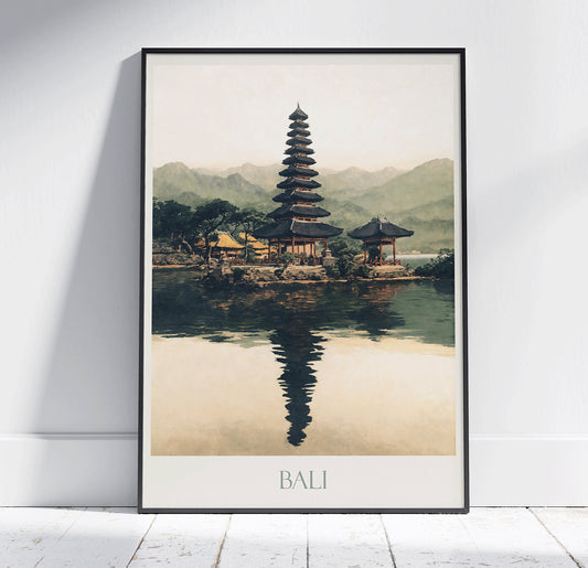 Bali Travel Print ~ Vintage Style Painting Classic Indonesia Travel Poster Wall Art Home Decor