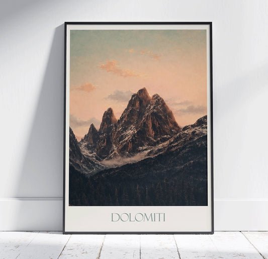 Dolomites Travel Print ~ Vintage Style Painting Classic Travel Poster Wall Art Home Decor