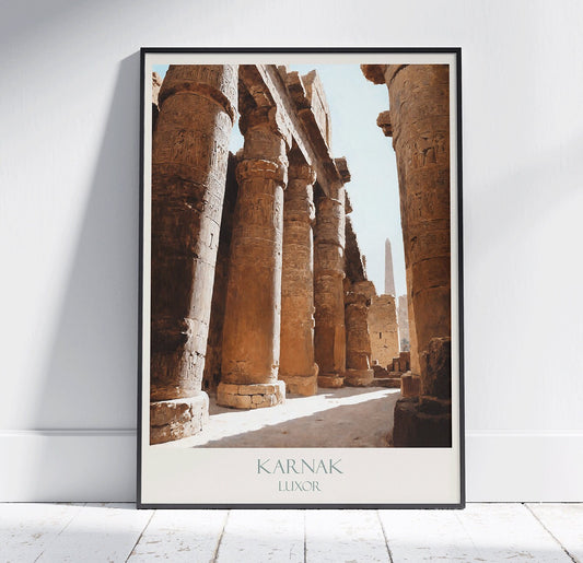 Karnak Travel Print ~ Vintage Style Painting Classic Luxor Egypt Travel Poster Wall Art Home Decor