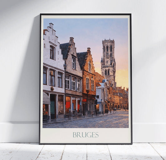 Bruges Travel Print ~ Vintage Style Painting Classic Belgium Travel Poster Wall Art Home Decor