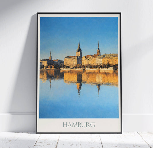 Hamburg Travel Print ~ Vintage Style Painting Classic Germany Travel Poster Wall Art Home Decor