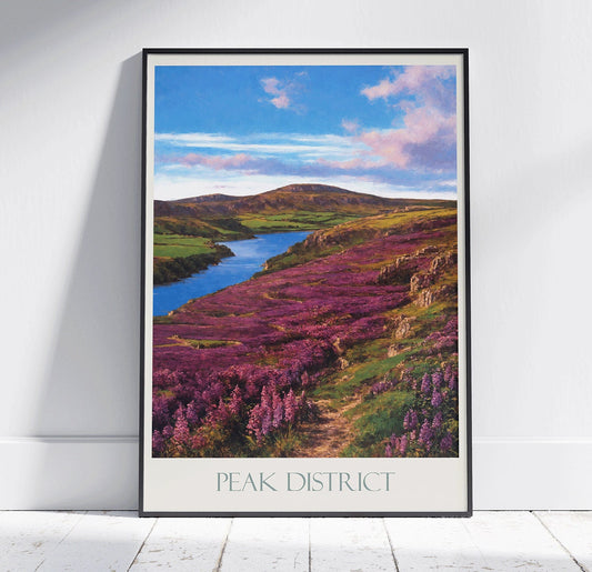 Peak District Travel Print ~ Vintage Style Painting Classic Travel Poster Wall Art Home Decor