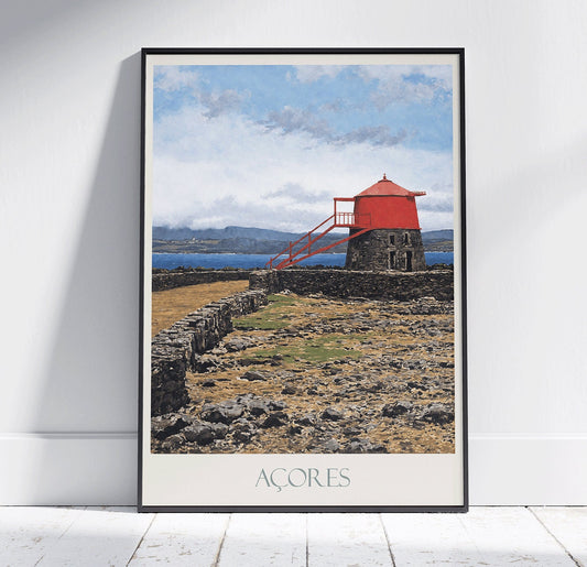 Azores Travel Print, ~ Vintage Style Painting Portugal Classic Travel Poster Wall Art Home Decor