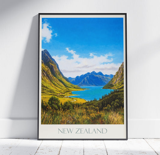 New Zealand Travel Print ~ Vintage Style Painting Poster Classic Travel Wall Art Home Decor Gift