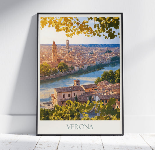 Verona Travel Print ~ Vintage Style Painting Italy Classic Travel Poster Wall Art Home Decor