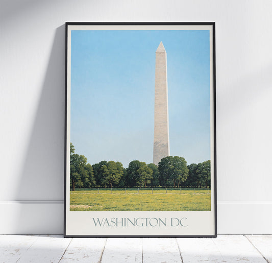 Washington DC Travel Print, Washington Monument ~ Vintage Style Painting Classic Travel Poster Wall Art Home Decor