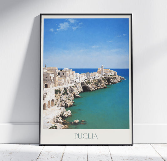 Puglia Travel Print ~ Vintage Style Painting Italy Classic Travel Poster Wall Art Home Decor