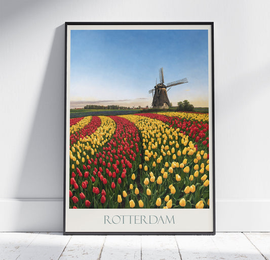 Rotterdam Travel Print ~ Vintage Style Painting Netherlands Classic Travel Poster Wall Art Home Decor