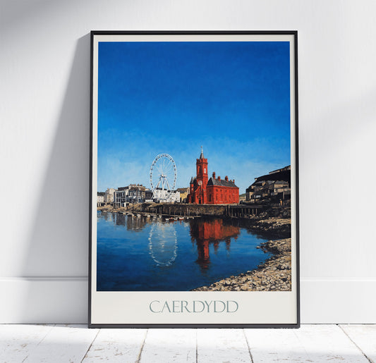 Cardiff Travel Print ~ Vintage Style Painting Classic Wales Travel Poster Wall Art Home Decor