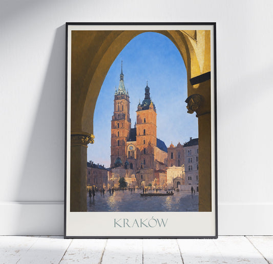 Krakow Travel Print, Poland ~ Travel Poster Wall Art Home Decor Classic Vintage Style Painting