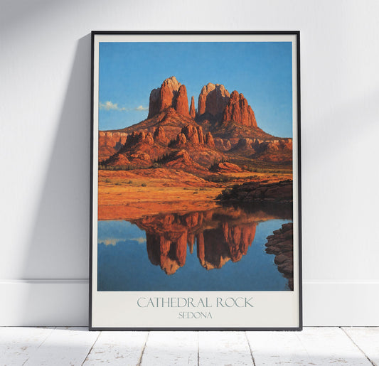 Cathedral Rock Travel Print, Sedona, Arizona ~ Sedona Poster | Sedona Wall Art | Sedona Travel Poster | Sedona Home Decor | Classic Painting