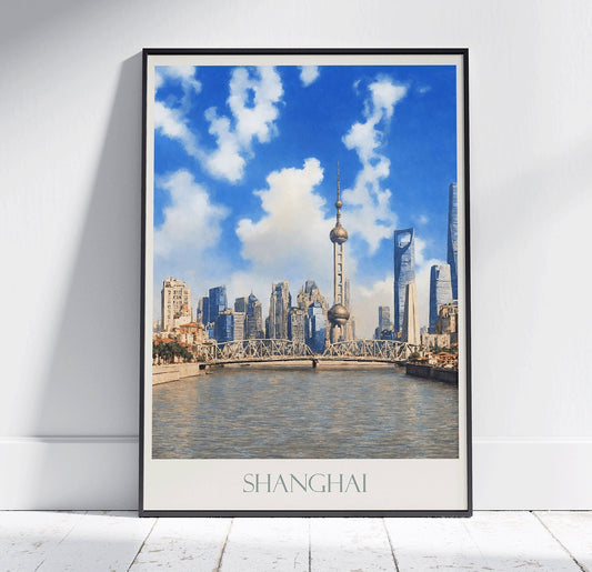 Shanghai Travel Print ~ Vintage Style Painting Classic China Travel Poster Wall Art Home Decor