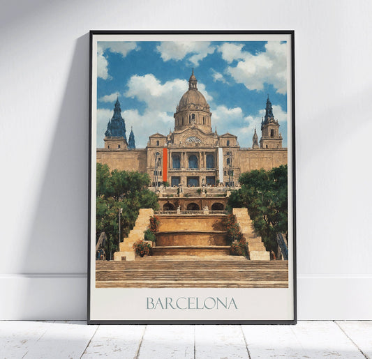 Barcelona Travel Print ~ Vintage Style Painting Classic Catalonia Spain Travel Poster Wall Art Home Decor