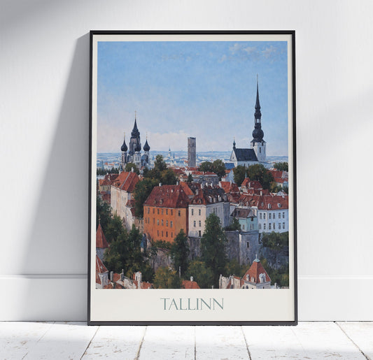 Tallinn Travel Print ~ Vintage Style Painting Classic Estonia Travel Poster Wall Art Home Decor