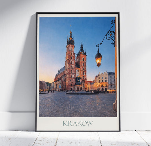 Krakow Travel Print, Poland ~ Travel Poster Wall Art Home Decor Classic Vintage Style Painting