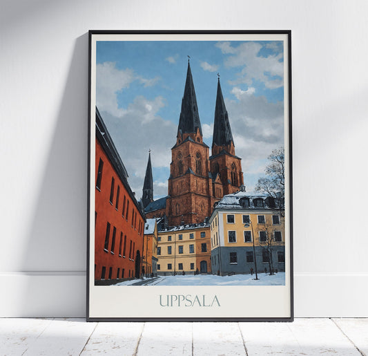 Uppsala Travel Print ~ Vintage Style Painting Classic Sweden Travel Poster Wall Art Home Decor