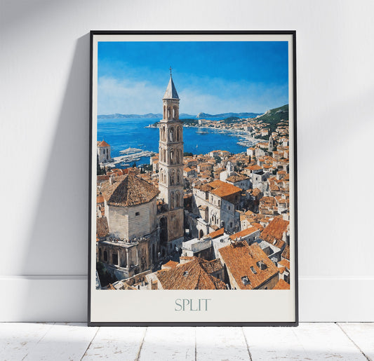 Split Travel Print ~ Vintage Style Painting Croatia Classic Travel Poster Wall Art Home Decor