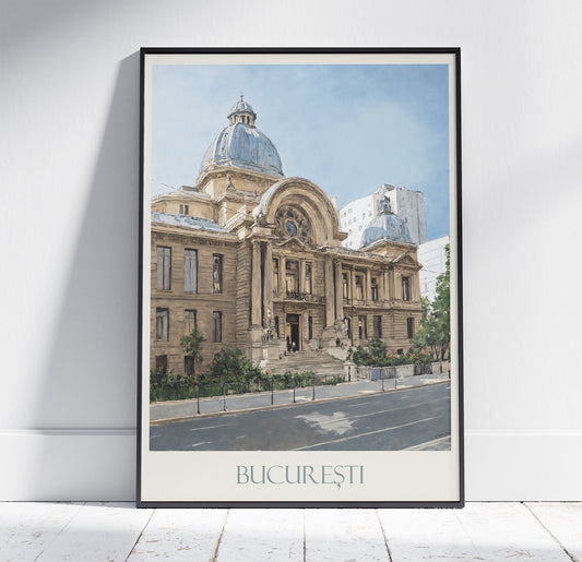 Bucharest Travel Print ~ Vintage Style Painting Romania Classic Travel Poster Wall Art Home Decor