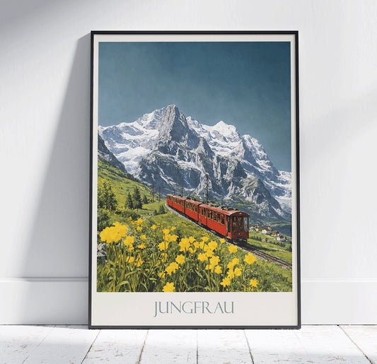 Jungfrau Travel Print ~ Vintage Style Painting Switzerland Classic Travel Poster Wall Art Home Decor