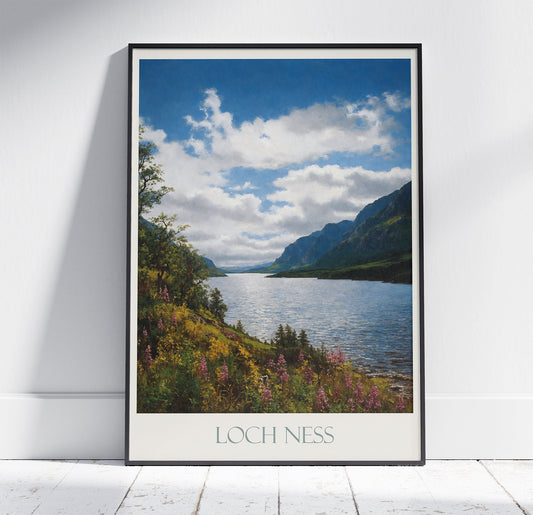 Loch Ness Travel Print ~ Vintage Style Painting Poster Classic Scotland Travel Wall Art Home Decor Gift