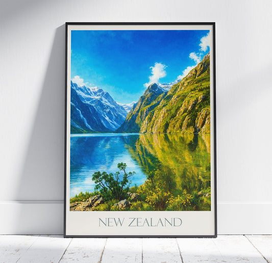 New Zealand Travel Print ~ Vintage Style Painting Poster Classic Travel Wall Art Home Decor Gift