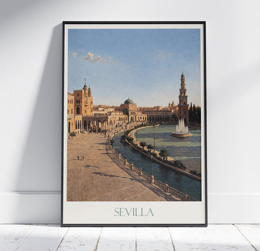 Seville Travel Print ~ Vintage Style Painting Classic Spain Travel Poster Wall Art Home Decor