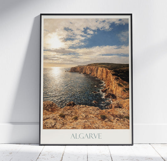 Algarve Travel Print ~ Vintage Style Painting Portugal Classic Travel Poster Wall Art Home Decor