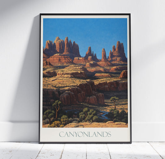 Canyonlands Travel Print ~ Vintage Style Painting Classic Utah Travel Poster Wall Art Home Decor