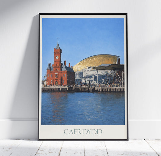 Cardiff Travel Print ~ Vintage Style Painting Classic Wales Travel Poster Wall Art Home Decor