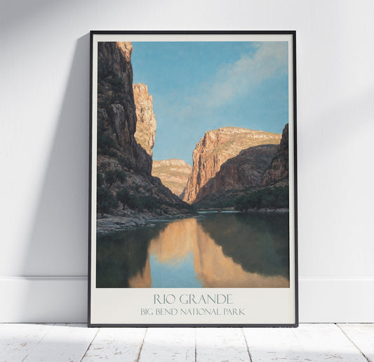 Rio Grande Travel Print, Big Bend National Park ~ Vintage Style Painting Classic Texas Travel Poster Wall Art Home Decor