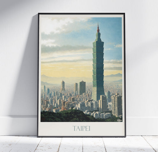 Taipei Travel Print ~ Vintage Style Painting Classic Taiwan Travel Poster Wall Art Home Decor