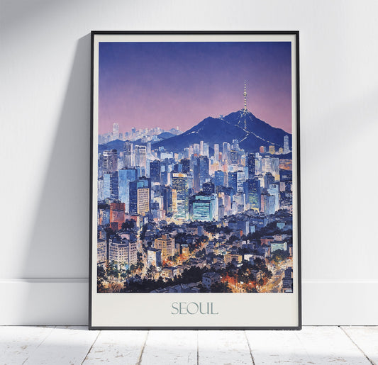 Seoul Travel Print ~ Vintage Style Painting Classic Korea Travel Poster Wall Art Home Decor