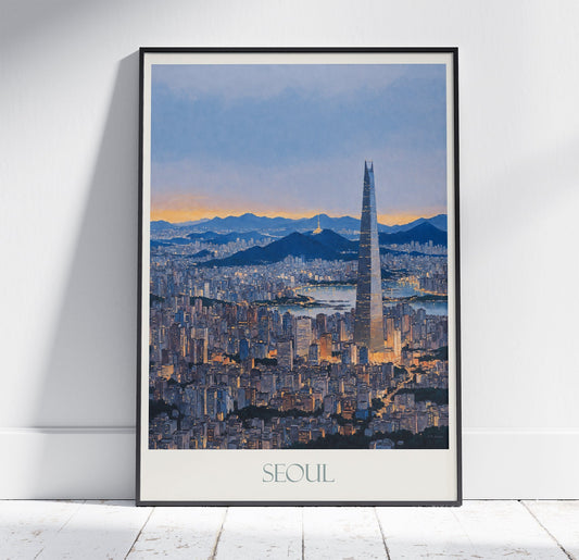 Seoul Travel Print ~ Vintage Style Painting Classic Korea Travel Poster Wall Art Home Decor