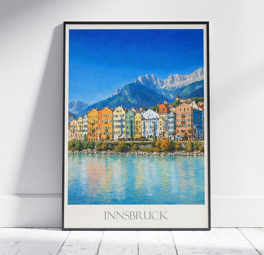 Innsbruck Travel Print, Austria ~ Travel Poster Wall Art Home Decor Classic Vintage Style Painting