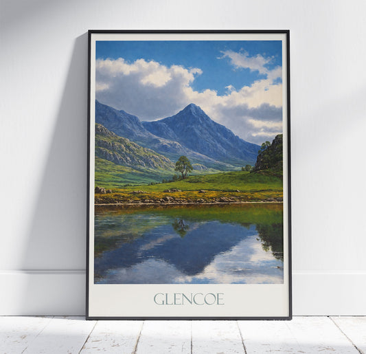 Glencoe Travel Print, Scotland ~ Travel Poster Wall Art Home Decor Classic Vintage Style Painting