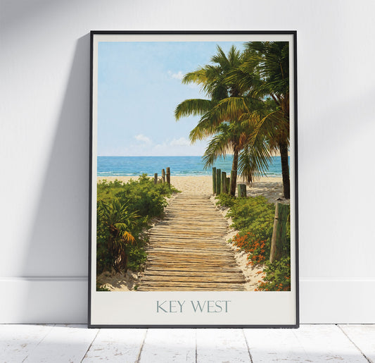 Key West Travel Print, Florida ~ Vintage Style Painting Classic Travel Poster Wall Art Home Decor