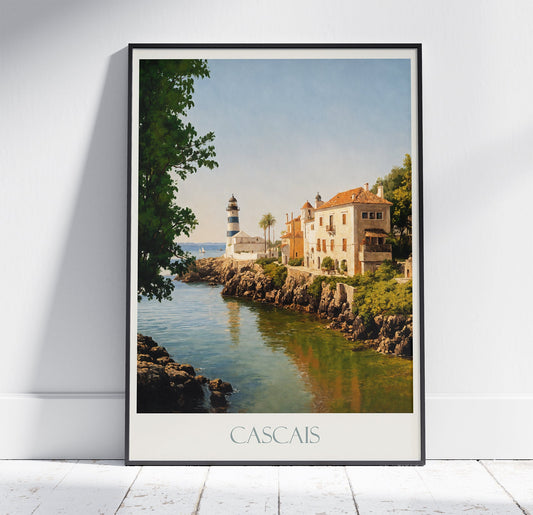 Cascais Travel Print, Portugal ~ Travel Poster Wall Art Home Decor Classic Vintage Style Painting